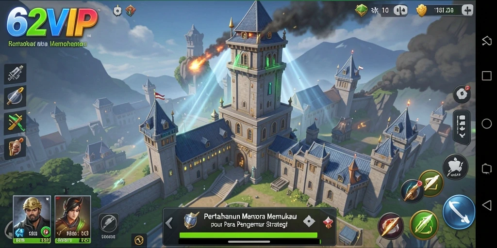 Tampilan utama gameplay Tower Defense yang menakjubkan di 62VIP.