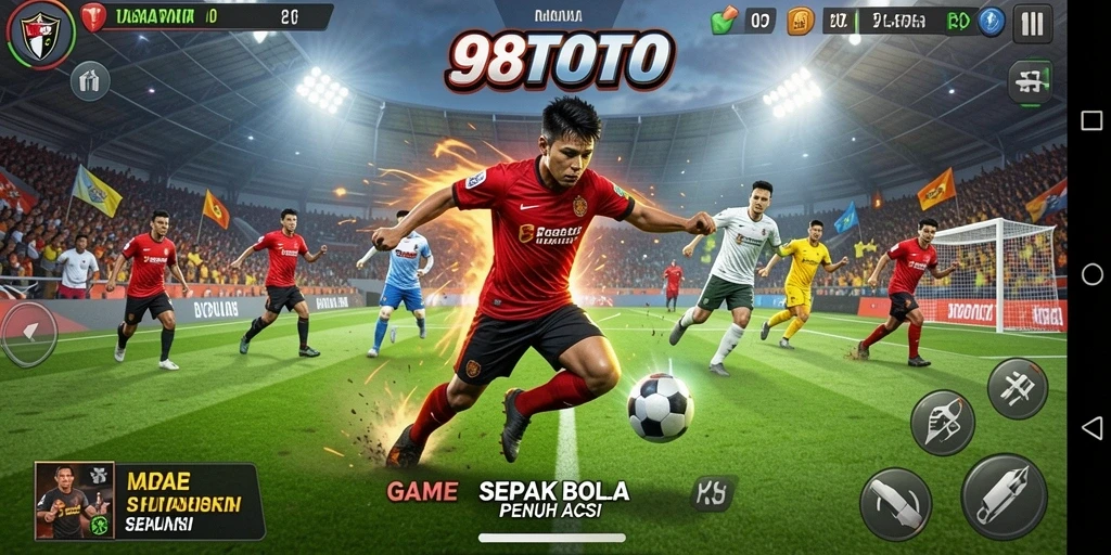 Tampilan gameplay seru dari 98TOTO, permainan sepak bola nyata.