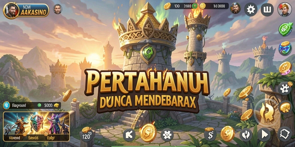 Gameplay AAKASINO yang seru dalam pertahanan menara.