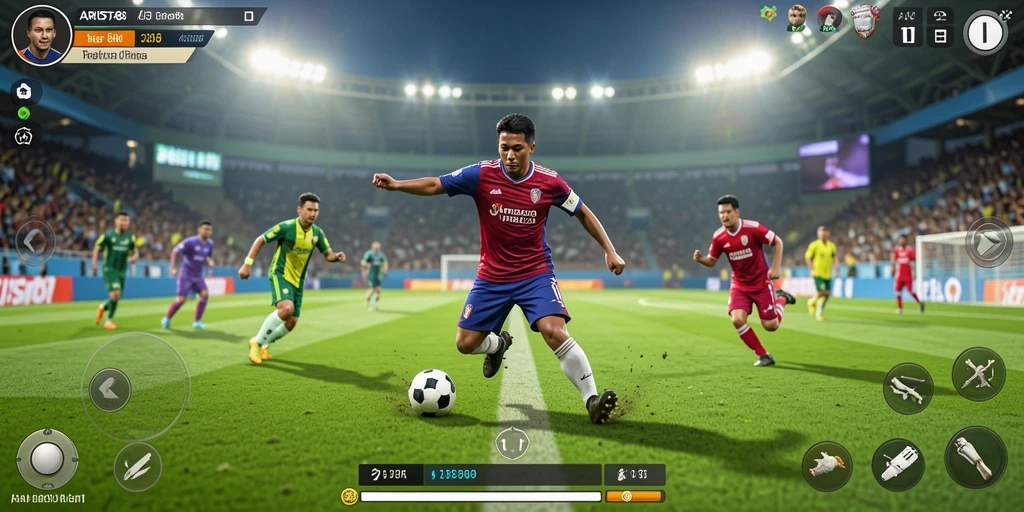 Tampilan gameplay ARISTA88 yang seru dan realistis dalam pertandingan sepak bola.