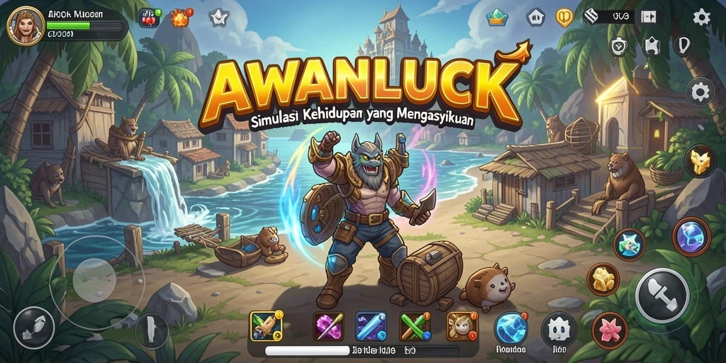 Screenshot utama AWANLUCK menampilkan gameplay simulasi yang menarik.