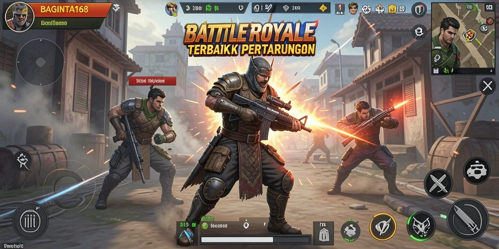 Tampilan gameplay seru dari BAGINTA168 di arena Battle Royale.