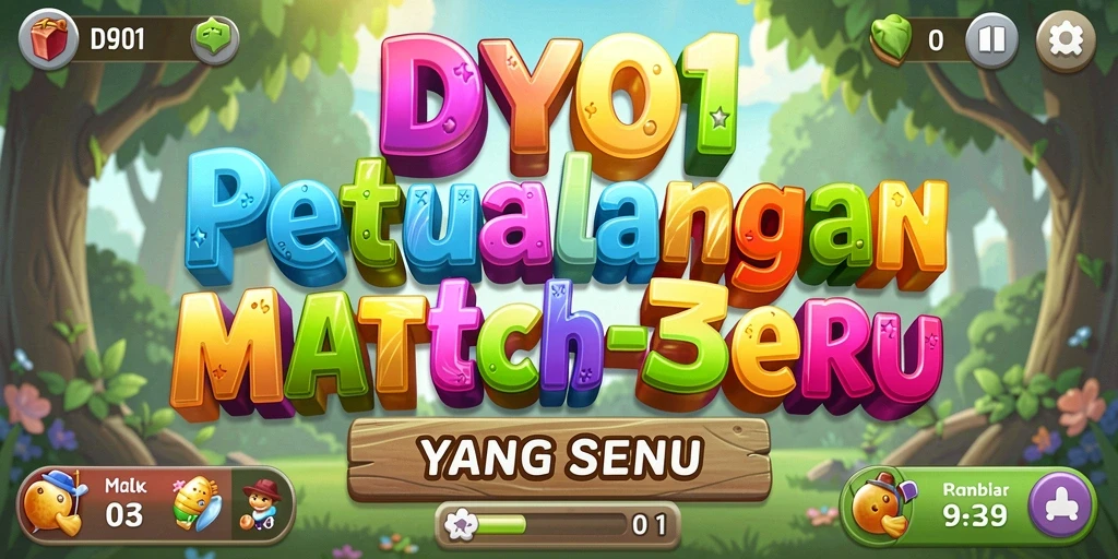 Tangkapan layar utama DY01 menampilkan gameplay Match-3 yang seru.