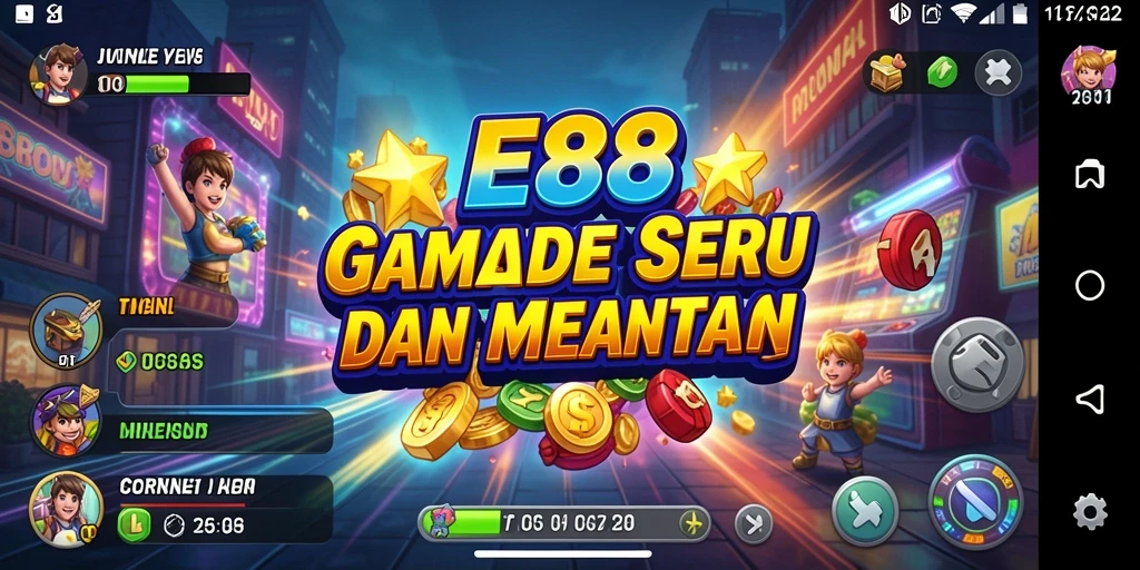 Screenshot utama E88 yang menunjukkan gameplay seru dan menantang.