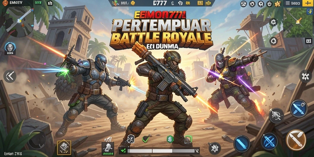Screenshot gameplay EMON777 menampilkan aksi pertempuran seru.