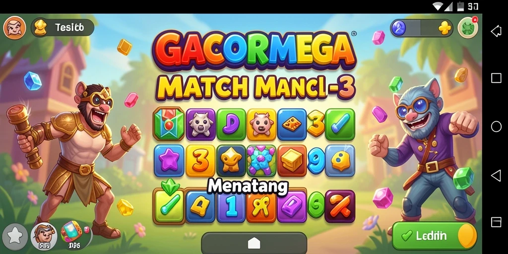 Tampilan gameplay GACORMEGA yang menampilkan momen mencocokkan warna.
