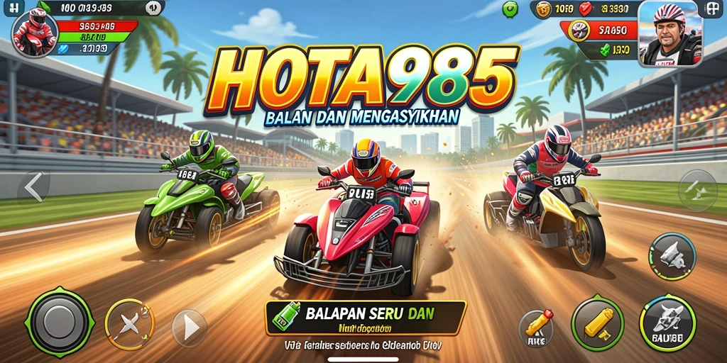 Gameplay HOT985 yang menegangkan di trek balap.