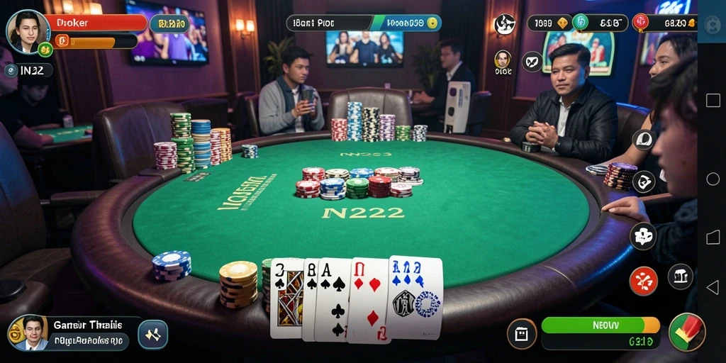 Tampilan menarik dari gameplay Poker IN22 yang mendebarkan.