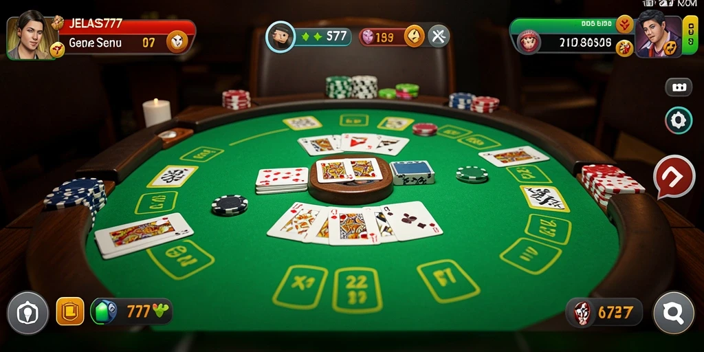 Tampilan gameplay apik dari JELAS777 saat bermain Gaple.