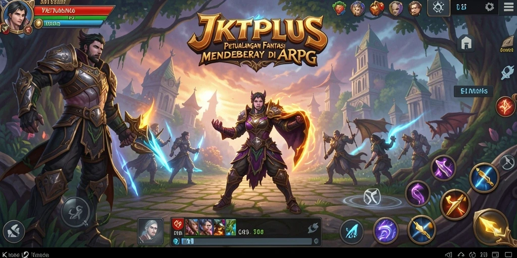 Tampilan gameplay mendebarkan dari JKTPLUS dalam pertarungan ARPG.