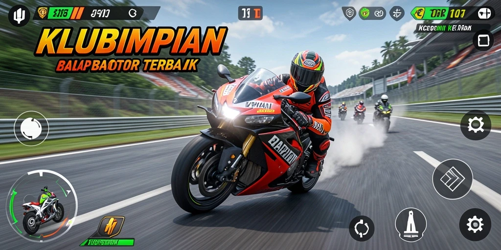 Tampilan gameplay balap motor yang memukau dan mengasyikkan di KLUBIMPIAN.