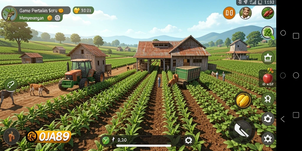 Tampilan gameplay <strong>OJA89</strong> dengan aktivitas bertani yang seru.